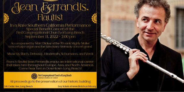 Jean Ferrandis Flute Concert at First Church Sept 11, 2021